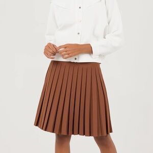 NWT Aleeza Paris Charlotte Cocoa Pleated Box Skirt Size 3XL